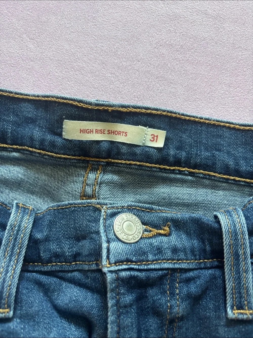 Levi's Dark Indigo Distressed Denim Shorts